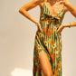 Sophie dress in sunflower stripe moss green
