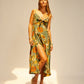 Sophie dress in sunflower stripe moss green