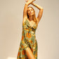 Sophie dress in sunflower stripe moss green