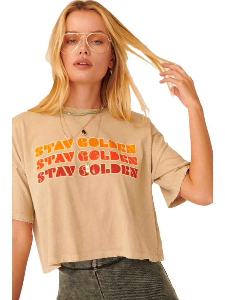 Stay golden graphic tee in taupe