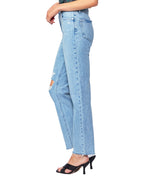 Stella straight with seamed belt loops in gnarley destructed