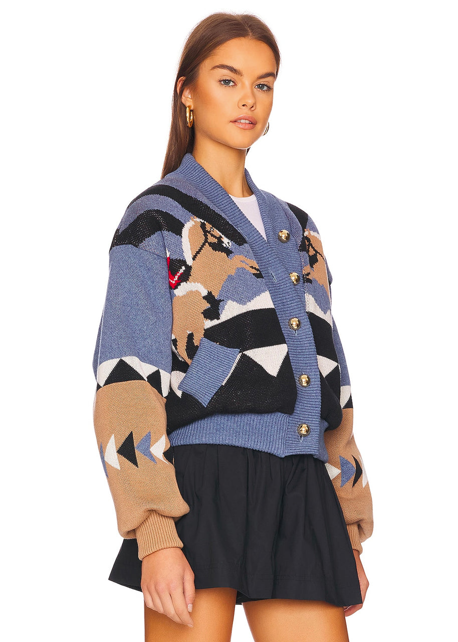 Sunrise rodeo jacquard bomber jacket in western blue