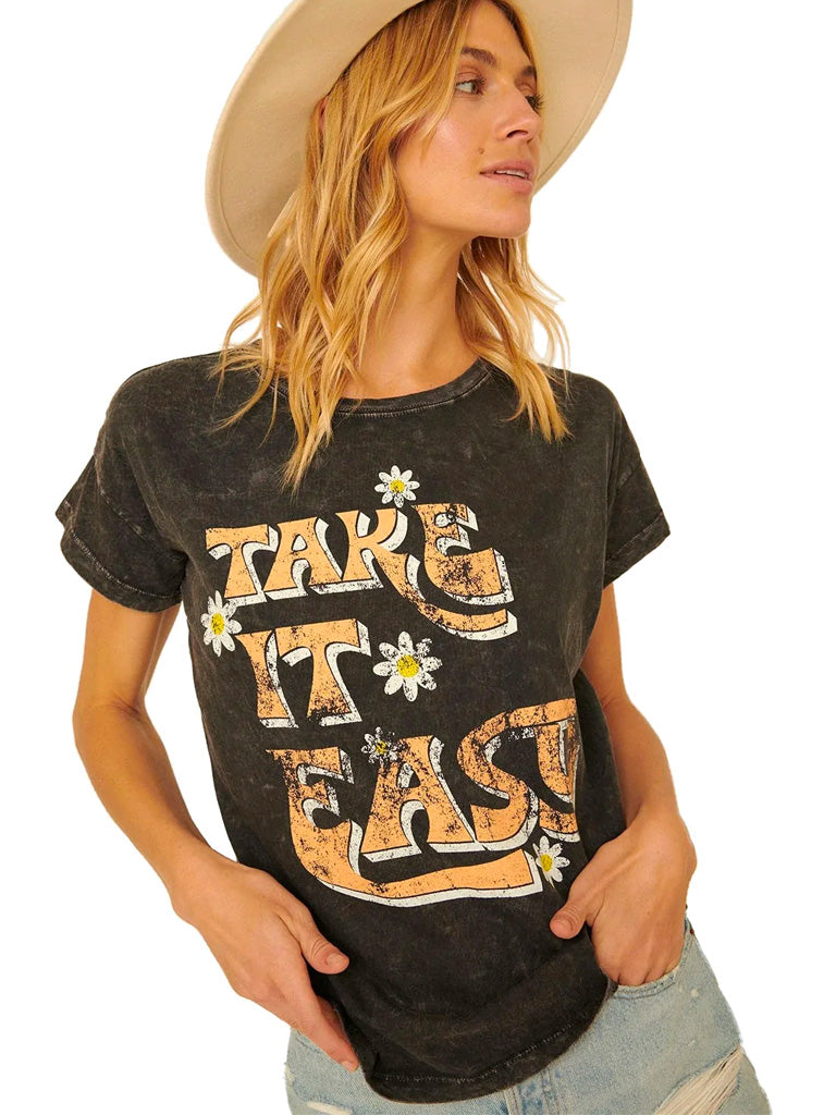 Take it easy graphic tee in charcoal