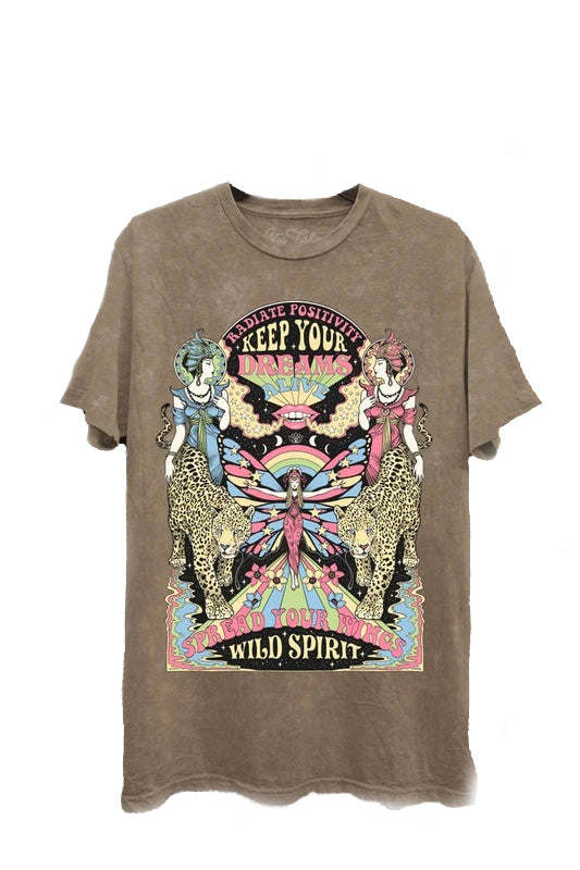 Wild spirit graphic tee in mocha